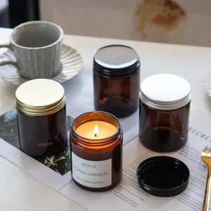 Cute Nordic Handmade Pillar-Shaped Glass Candle Jars with Lids, Customized Size for Home Decoration