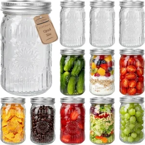 CycleMore Wide Mouth Mason Jars 12Pack Glass Canning Jars Metal Airtight Lids 3 4L Capacity China for Jam Making & Party Decor