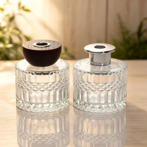 Cylinder Clear Glass Reed Diffuser Bottle Empty Aroma Oil Container Custom Logo Home Fragrance Diffuser Glass Jar