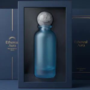 Cylinder Empty Glass Perfume Bottle with Lid, Blue Gradient, 30ml 50ml 100ml