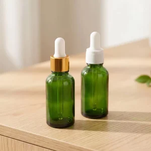 Cylinder Essential Oil Glass Bottle with Dropper Lid, Refillable Cosmetic Container