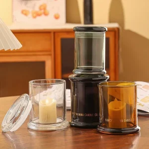 Cylinder Glass Candle Vessel with Glass Lid