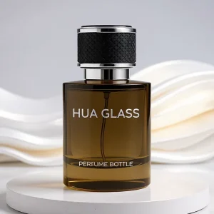 Cylinder Glossy Glass Perfume Bottle 30ml 50ml 100ml Black Gold Silver Spliced Cap