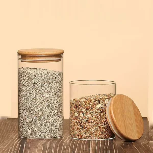 Cylinder High-Borosilicate Glass Food Storage Jar with Airtight Lid