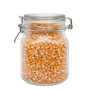Cylinder-Shaped Clear Glass Honey Storage Jar with Flip-Top Latch Lid