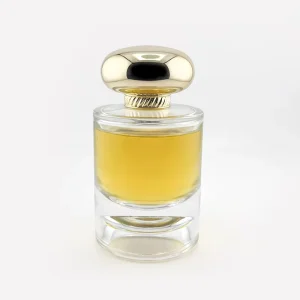 Cylindrical Clear Glass Perfume Bottle, 30ml, 50ml or 100ml, with Golden Oval Cap and Crimp Neck