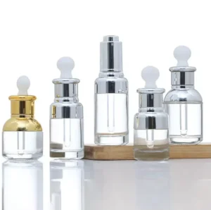 Cylindrical Glass Bottle with Electroplated Thickened Dropper for Perfume, Essential Oil, and Lotion