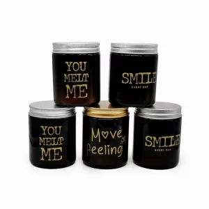 D25P Soy Wax Amber Scented Glass Candle with Metal Lid Customized Logo