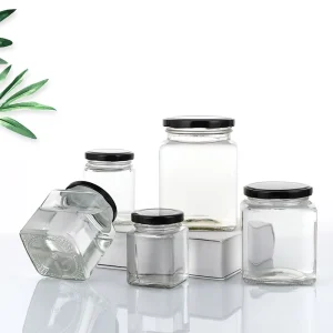 DD1838 Square Clear Glass Canning Jar with Lids for Jam, Honey, Herbs, and Food Storage, 16 oz, 32 oz