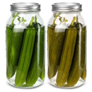 DD2128 64 oz Wide-Mouth Canning Mason Jar with Airtight Lids and Bands for Jam, Honey, Jelly, and Preserving