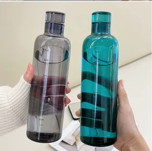 DIBE Clear Glass Water Bottle Anti Scald Sleeve Scale Mark 500 750ml Eco Friendly Classic Design Unisex Outdoor Drinkware