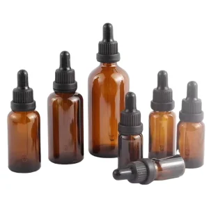 DIN 18mm 5ml 10ml 15ml 20ml 30ml 50ml 100ml Amber Glass Dropper Bottle with Pipette Cap for Essential Oil and Serum