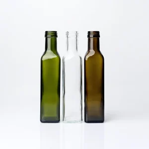 Dark Green Glass Oil Bottle with Metal Lid 100ml 250ml 500ml
