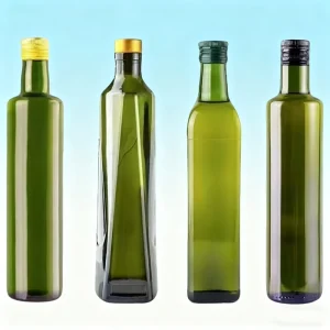 Dark Green Glass Olive Oil Bottles 250ml 500ml 1L Cork Screw Cap Food Grade Screen Printed Industrial Packaging