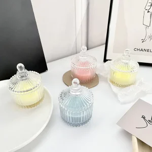 Decorative Glass Candle Jar with Glass Lid