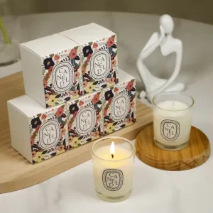 Decorative Soy Wax Candle in Clear Glass Jar Ideal for Spa Days Meditation Sessions Self Care Rituals and Evening Relaxation