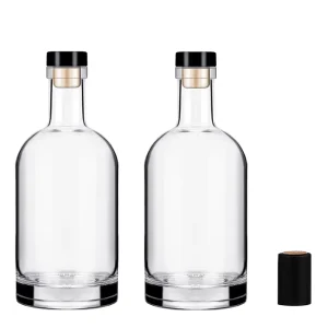 Design 100ml 1000ml Frosted Black Screen Printed Glass Bottles with Cork for Olive Oil Tequila & Brandy