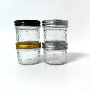 Diamond Glass Food and Spice Storage Jar with Screw Lid for Jam and Mustard