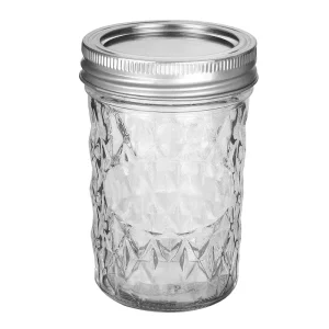Diamond-Shaped Clear Glass Mason Jar with Metal Lid, 100ml-730ml, for Food, Jam and Spice Storage