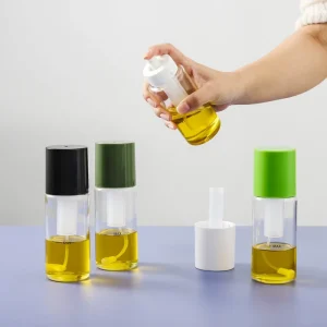 Different Color Plastic Top Camping Kitchen Gadgets High Quality 70ml Glass Jar Vinegar Olive Oil Spray Dishwasher Safe Handle
