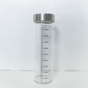 Dishwasher-Safe 300 ml Glass Juice Shaker Water Bottle with Stainless Steel Lid