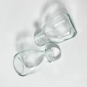 Dishwasher Safe Transparent Squat Square Glass Beverage Bottles 300ml/500ml for Milk and Juice