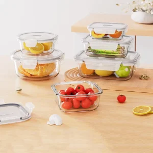 Divided Glass Food Storage Containers Glass Food Container air Tight 12 Packs Glass Food Containers Transparent