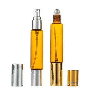 Double Head 10ml Amber Glass Perfume Mascara Skin Care Serum Bottle Reed Diffuser Cosmetics Packaging Dual Spray & Roll On