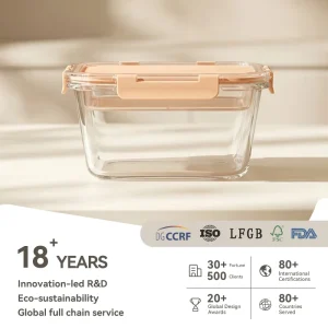 Double-Layer Glass Food Container with Dry-Wet Separation