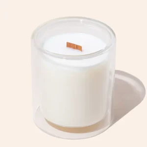 Double-Wall Clear Glass Jar Scented Candle Wooden Wick Soy Wax