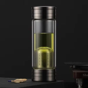 Double-Wall High Borosilicate Glass Tea Infuser Water Bottle 250ml