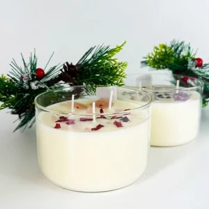 Dried Flower Soy Wax 3-Wick Scented Candles in Glass Jars