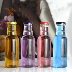 Drinking Glass Bottles 250ml 350ml 500ml for Fruit Wine and Juice with Metal Lid