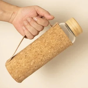 Drinking Water Bottle High Borosilicate Glass Sport Bottle With Natural Cork Sleeve