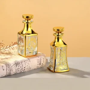 Dubai-Style Engraved Gold Glass Roller Ball Perfume Oil Bottle 150ml