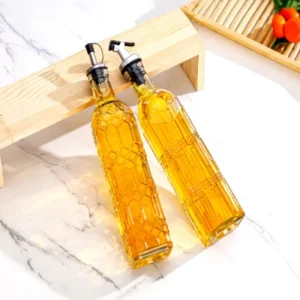 Durable Clear Glass Oil Bottle Universal Cooking Oil Dispenser with Lid