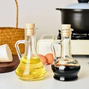 Durable Clear Glass Oil Bottle with Spout for Kitchen Cooking and Salad Dressing