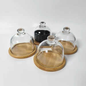 Durable Glass Cheese Container Round Shape Glass Butter Dish with Lid for Dessert Cheese Candy Plants Succulents