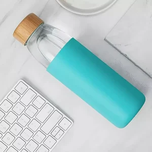 Durable Sports Water Bottle 32 oz 1L Time Marker Silicone Sleeve Wide Mouth Reusable Leak Proof Dishwasher Safe Stainless Steel