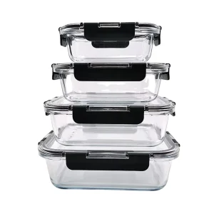 ECO Friendly Glass Food Container with Lid Glass Lunch Box Microwavable Lunch Container Sets