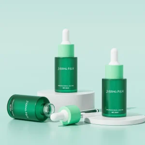 Eco Friendly 30ml 50ml 60ml 1 2 oz Custom logo Empty Green Luxury Cosmetic Face Serum Oil Glass Dropper Bottle