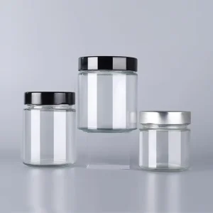 Eco Friendly 50ml 100ml 150ml 250ml 300ml 500ml Honey Spice Pudding Jar Round Glass Food Storage Jar with Aluminum Screw Lid