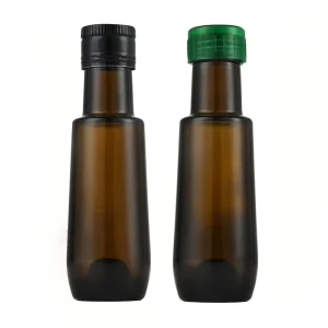 Eco Friendly Food Grade Clear Transparent Mini Glass Cooking Oil Bottles 100ml Cork Sealed Screw Cap Screen Printing Custom Logo