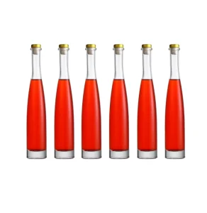 Eco Friendly Food Grade Transparent Glass Wine Bottles Customized Empty Bottles with Cork Stoppers for Whisky Vodka Ice Wine