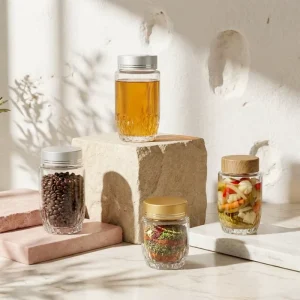 Eco Friendly Glass Jar with Lid 180ml 280ml 360ml for Kitchen Tobacco Candy Food Storage