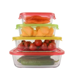 Eco Friendly High Borosilicate Glass Cookie Container with Click Lock PP Lid