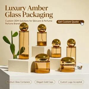 Eco-Friendly Skincare Glass Bottle and Jar Set with Cream, Serum, Dropper, Oil, and Perfume Bottles