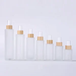 Eco Friendly Skincare Packaging Bamboo Spray Bottle 20ml 30ml 40ml 50ml 60ml 80ml Frosted Glass Bottle with Bamboo Sprayer