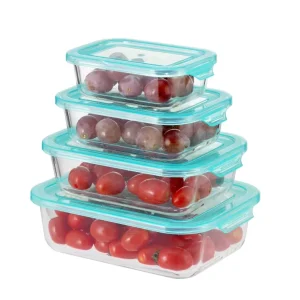 Eco Use High Borosilicate Glass Food Storage Containers with Flip Top Lids BPA Free Microwave Safe 1.0L Capacity for Presents