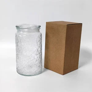 Eco friendly Embossed Kitchen Canisters Unique Begonia Pattern Storage Jar Sealed with Airtight Glass Lid for Pantry or Counter